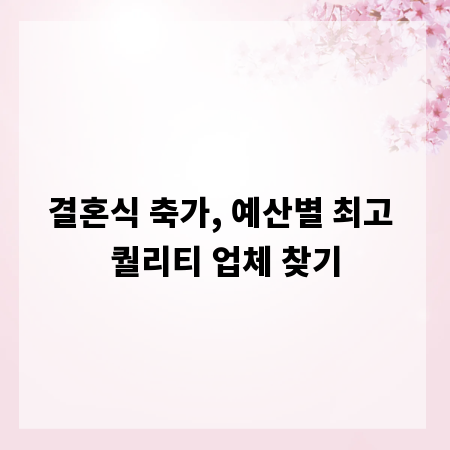 결혼식 축가, 예산별 최고 퀄리티 업체 찾기