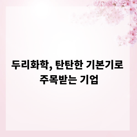 두리화학, 탄탄한 기본기로 주목받는 기업