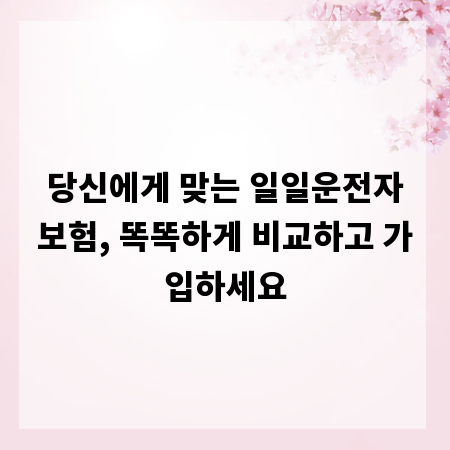 당신에게 맞는 일일운전자보험, 똑똑하게 비교하고 가입하세요