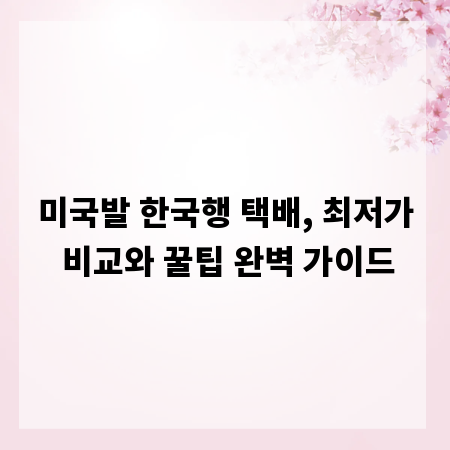 미국발 한국행 택배, 최저가 비교와 꿀팁 완벽 가이드