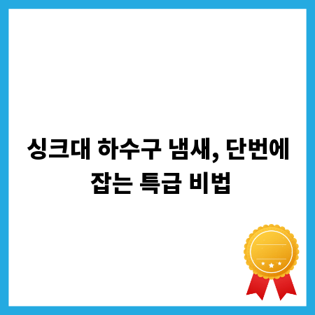 싱크대 하수구 냄새, 단번에 잡는 특급 비법