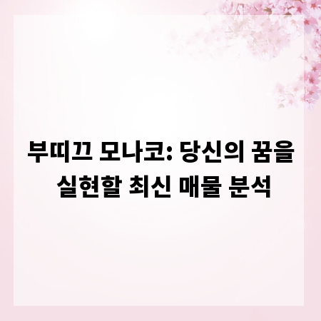 부띠끄 모나코: 당신의 꿈을 실현할 최신 매물 분석