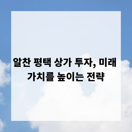 알찬 평택 상가 투자, 미래 가치를 높이는 전략
