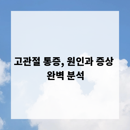 고관절 통증, 원인과 증상 완벽 분석