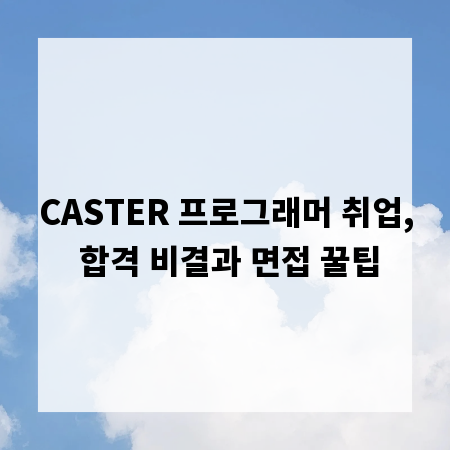 CASTER 프로그래머 취업, 합격 비결과 면접 꿀팁