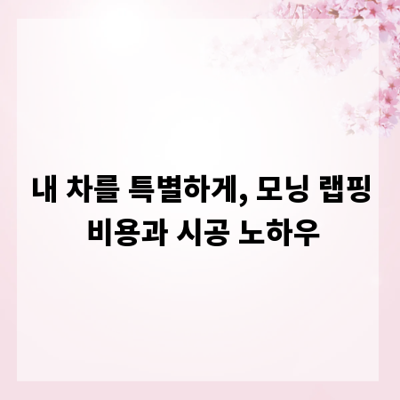 내 차를 특별하게, 모닝 랩핑 비용과 시공 노하우