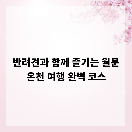 반려견과 함께 즐기는 월문온천 여행 완벽 코스