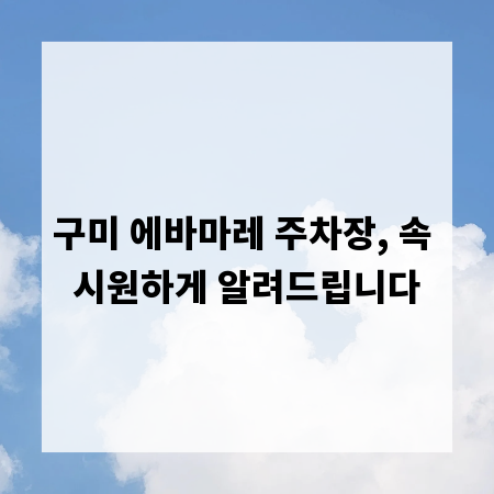 구미 에바마레 주차장, 속 시원하게 알려드립니다