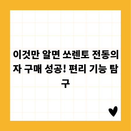 이것만 알면 쏘렌토 전동의자 구매 성공! 편리 기능 탐구
