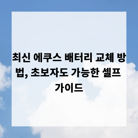 최신 에쿠스 배터리 교체 방법, 초보자도 가능한 셀프 가이드