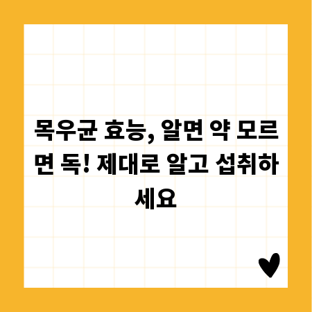 목우균 효능, 알면 약 모르면 독! 제대로 알고 섭취하세요