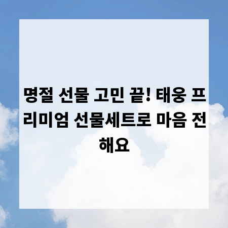 명절 선물 고민 끝! 태웅 프리미엄 선물세트로 마음 전해요