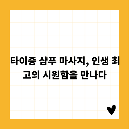 타이중 샴푸 마사지, 인생 최고의 시원함을 만나다