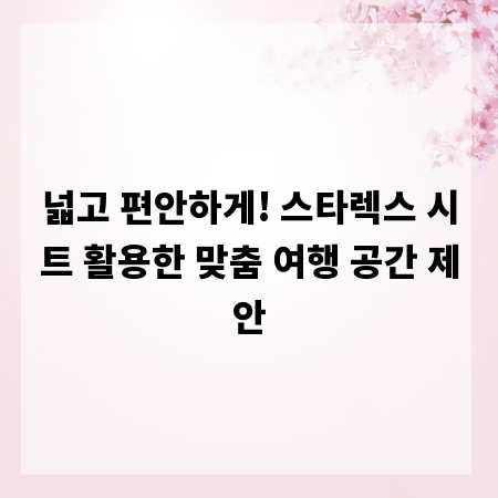 넓고 편안하게! 스타렉스 시트 활용한 맞춤 여행 공간 제안