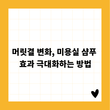 머릿결 변화, 미용실 샴푸 효과 극대화하는 방법
