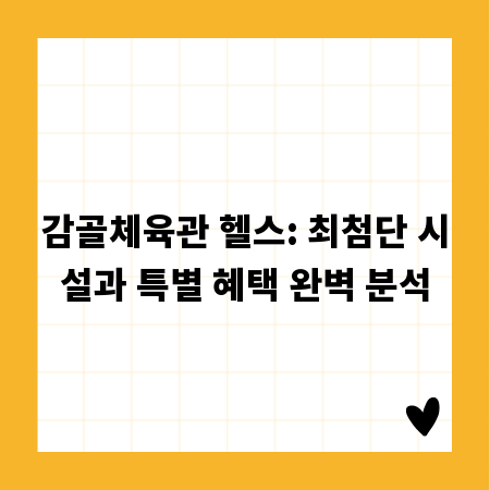 감골체육관 헬스: 최첨단 시설과 특별 혜택 완벽 분석