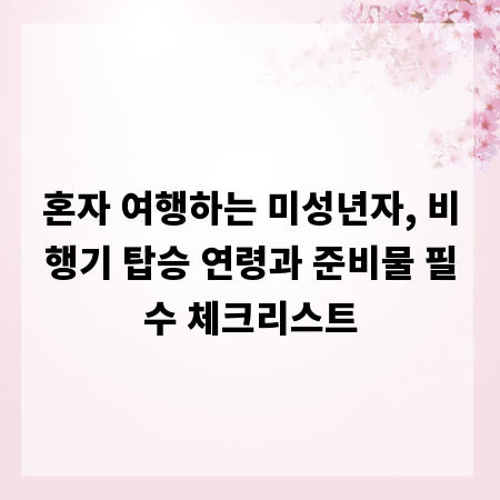 혼자 여행하는 미성년자, 비행기 탑승 연령과 준비물 필수 체크리스트