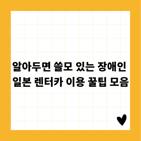 알아두면 쓸모 있는 장애인 일본 렌터카 이용 꿀팁 모음