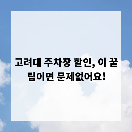 고려대 주차장 할인, 이 꿀팁이면 문제없어요!