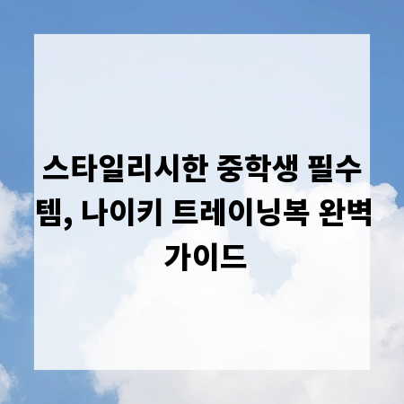 스타일리시한 중학생 필수템, 나이키 트레이닝복 완벽 가이드