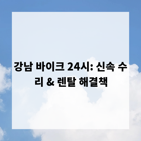 강남 바이크 24시: 신속 수리 & 렌탈 해결책