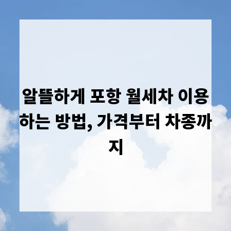 알뜰하게 포항 월세차 이용하는 방법, 가격부터 차종까지