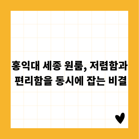 홍익대 세종 원룸, 저렴함과 편리함을 동시에 잡는 비결