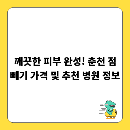깨끗한 피부 완성! 춘천 점빼기 가격 및 추천 병원 정보