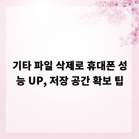 기타 파일 삭제로 휴대폰 성능 UP, 저장 공간 확보 팁