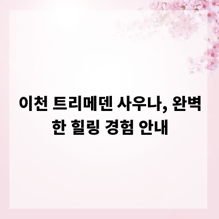 이천 트리메덴 사우나, 완벽한 힐링 경험 안내