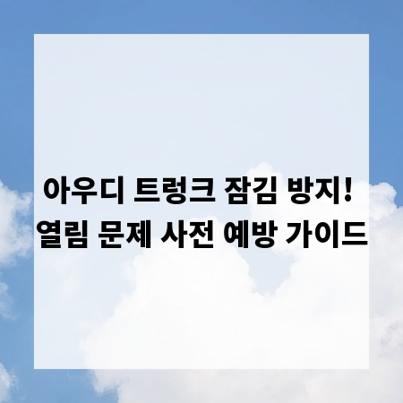 아우디 트렁크 잠김 방지! 열림 문제 사전 예방 가이드