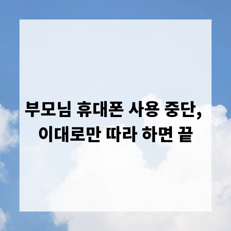 부모님 휴대폰 사용 중단, 이대로만 따라 하면 끝
