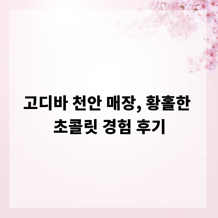 고디바 천안 매장, 황홀한 초콜릿 경험 후기