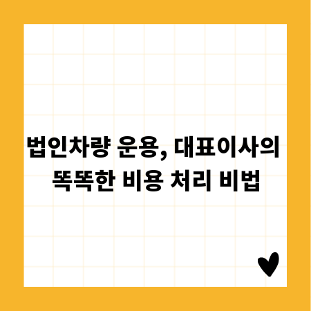 법인차량 운용, 대표이사의 똑똑한 비용 처리 비법