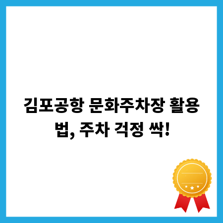 김포공항 문화주차장 활용법, 주차 걱정 싹!