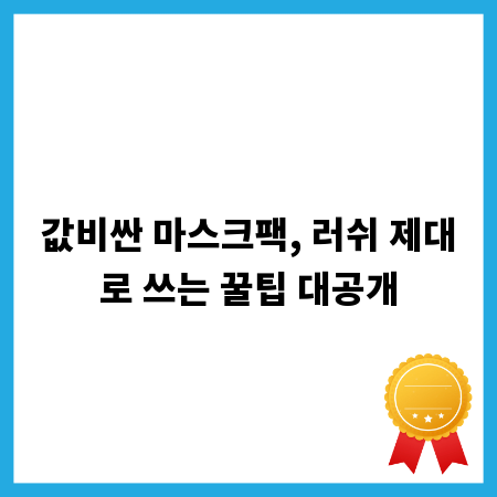 값비싼 마스크팩, 러쉬 제대로 쓰는 꿀팁 대공개