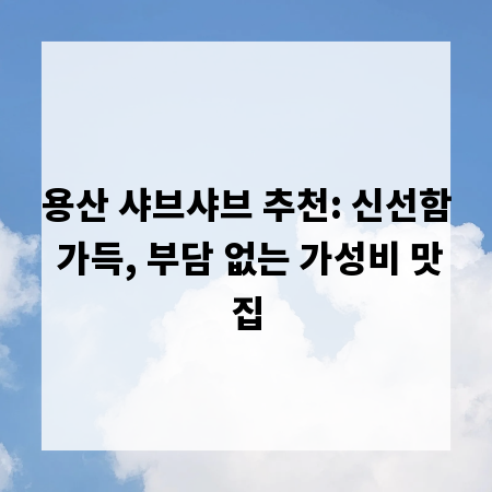 용산 샤브샤브 추천: 신선함 가득, 부담 없는 가성비 맛집