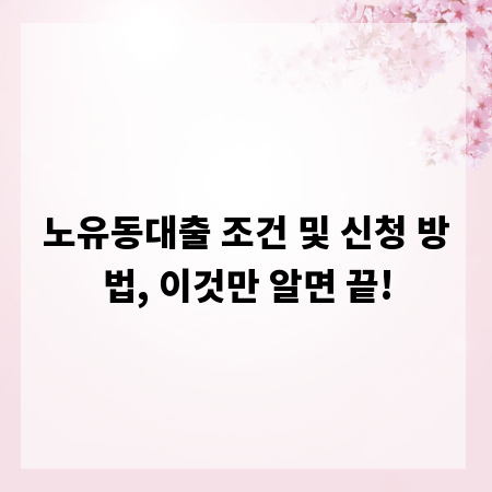 노유동대출 조건 및 신청 방법, 이것만 알면 끝!