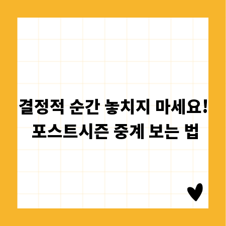 결정적 순간 놓치지 마세요! 포스트시즌 중계 보는 법