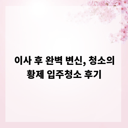 이사 후 완벽 변신, 청소의황제 입주청소 후기