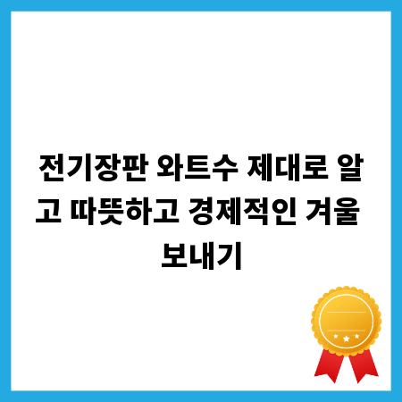 전기장판 와트수 제대로 알고 따뜻하고 경제적인 겨울 보내기