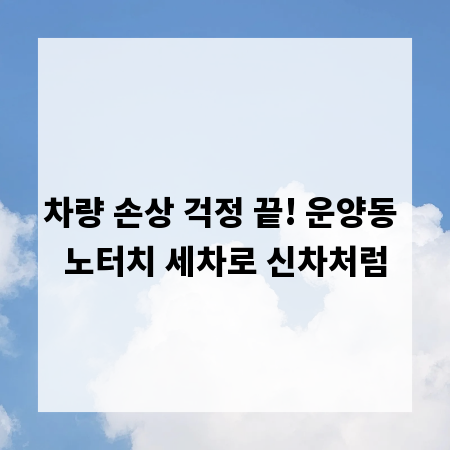 차량 손상 걱정 끝! 운양동 노터치 세차로 신차처럼