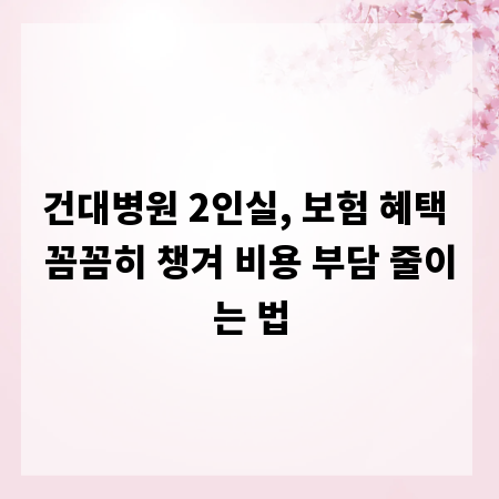 건대병원 2인실, 보험 혜택 꼼꼼히 챙겨 비용 부담 줄이는 법
