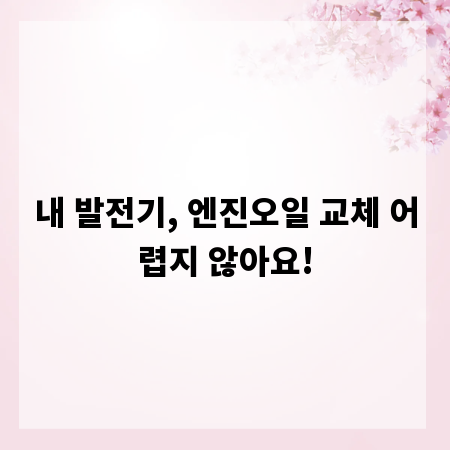 내 발전기, 엔진오일 교체 어렵지 않아요!