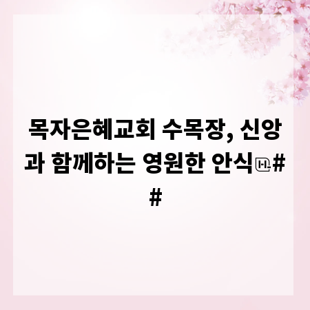 목자은혜교회 수목장, 신앙과 함께하는 영원한 안식
##