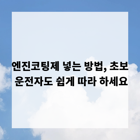 엔진코팅제 넣는 방법, 초보 운전자도 쉽게 따라 하세요