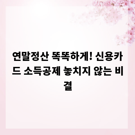 연말정산 똑똑하게! 신용카드 소득공제 놓치지 않는 비결