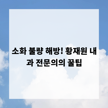 소화 불량 해방! 황재원 내과 전문의의 꿀팁
