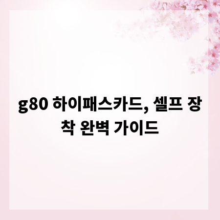 g80 하이패스카드, 셀프 장착 완벽 가이드
