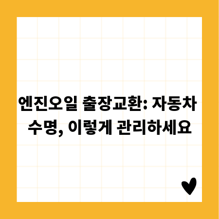 엔진오일 출장교환: 자동차 수명, 이렇게 관리하세요